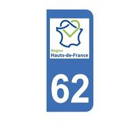 Mon Blason - Autocollants 62 avec Logo Nouvelle Région Hauts-de-France pour Plaque Immatriculation Moto - Sticker Bleu - 6.3 x 2.9 cm - Fabriqué en France
