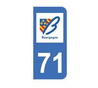 Mon Blason - Autocollants 71 avec Logo Officiel Région Bourgogne pour Plaque Immatriculation Moto - Sticker Bleu - 6.3 x 2.9 cm - Fabriqué en France