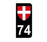Mon Blason - Autocollants 74 avec Blason de Savoie pour Plaque Immatriculation Moto - Sticker Noir - 6.3 x 2.9 cm - Fabriqué en France