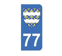 Mon Blason - Autocollants 77 Blason Département Seine et Marne pour Plaque Immatriculation Moto - Sticker Bleu - 6.3 x 2.9 cm - Fabriqué en France