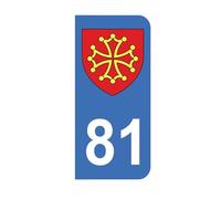 Mon Blason - Autocollants 81 avec Blason Région Midi-Pyrénées pour Plaque Immatriculation Moto - Sticker Bleu - 6.3 x 2.9 cm - Fabriqué en France