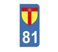 Mon Blason - Autocollants 81 Blason Département du Tarn pour Plaque Immatriculation Moto - Bleu - 6.3 x 2.9 cm - Fabriqué en France