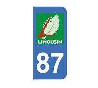 Mon Blason - Autocollants 87 avec Logo Officiel Région Limousin pour Plaque Immatriculation Moto - Sticker Bleu - 6.3 x 2.9 cm - Fabriqué en France