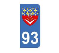 Mon Blason - Autocollants 93 Blason Département Seine Saint Denis pour Plaque Immatriculation Moto - Sticker Bleu - 6.3 x 2.9 cm - Fabriqué en France