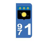 Mon Blason - Autocollants 971 avec Blason Guadeloupe pour Plaque Immatriculation Moto - Sticker Bleu - 6.3 x 2.9 cm - Fabriqué en France