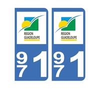 Mon Blason - Autocollants 971 avec Logo Officiel de la Région Guadeloupe pour Plaque Immatriculation Voiture - Sticker Bleu - 9.8 x 4.5 cm - Fabriqué en France