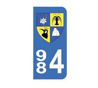 Mon Blason - Autocollants 984 avec Blason des Terres Australes et Antarctiques Françaises (TAAF) pour Plaque Immatriculation Moto - Sticker Bleu - Fabriqué en France