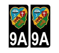 Mon Blason - Autocollants 9A avec Blason d'Alger (1861-1962) pour Plaque Immatriculation Voiture - Sticker Noir - 9.8 x 4.5 cm - Fabriqué en France