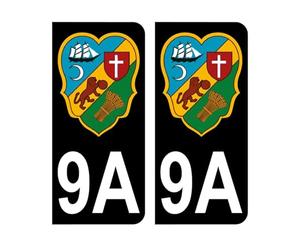 Mon Blason - Autocollants 9A avec Blason d'Alger (1861-1962) pour Plaque Immatriculation Voiture - Sticker Noir - 9.8 x 4.5 cm - Fabriqué en France