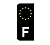 Mon Blason - Autocollants avec Blason Européen et Lettre F Partie Gauche de la Plaque d'immatriculation Moto - Sticker Noir - 6.3 x 2.9 cm - Fabriqué en France