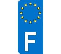 Mon Blason - Autocollants avec Blason Européen et Lettre F Partie Gauche de la Plaque d'immatriculation Moto - Bleu - 6.3 x 2.9 cm - Fabriqué en France