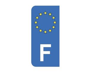 Mon Blason - Autocollants avec Blason Européen et Lettre F Partie Gauche de la Plaque d'immatriculation Moto - Sticker Bleu - 6.3 x 2.9 cm - Fabriqué en France