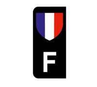 Mon Blason - Autocollants avec Blason Français et Lettre F Partie Gauche de la Plaque d'immatriculation Moto - Sticker Noir - 6.3 x 2.9 cm - Fabriqué en France