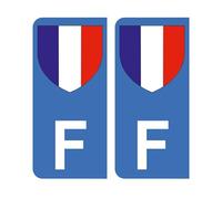 Mon Blason - Autocollants avec Blason Français et lettre F Partie Gauche de la Plaque d'immatriculation Voiture - Sticker Bleu - Fabriqué en France