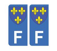 Mon Blason - Autocollants avec Blason France Royaliste et lettre F Partie Gauche de la Plaque d'immatriculation Voiture - Sticker Bleu - Fabriqué en France
