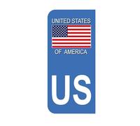 Mon Blason - Autocollants Gauche Drapeau Stars and Stripes des Etats-Unis pour Plaque Immatriculation Moto - Bleu - 6.3 x 2.9 cm - Fabriqué en France
