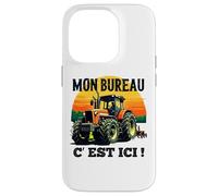 Mon Bureau C’est Ici Agriculteur Tracteur Humour Coque pour iPhone 14 Pro