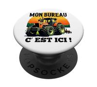 Mon Bureau C’est Ici Agriculteur Tracteur Humour PopSockets PopGrip Adhésif