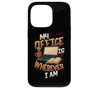 Mon Bureau est Partout où Je suis. Télétravail, café Coque pour iPhone 13 Pro