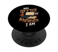 Mon Bureau est Partout où Je suis. Télétravail, café PopSockets PopGrip Adhésif