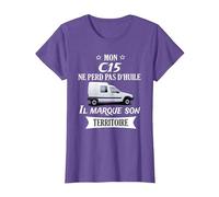 Mon c15 ne perd Pas d'huile il Marque Son Territoire T-Shirt, Femme, Violet Chiné, XS