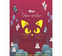 Mon cahier d’écriture chat: Cahier scolaire 17x22 96 pages grands carreaux noirs