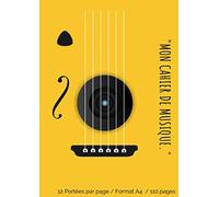 Mon Cahier de Musique | 12 portées par page | Format A4 | 110 pages: Cahier de Partitions | avec Titre | et Sommaire | Cadeau idéal pour Musicien | Piano | Guitare | Violon | Saxophone | Flûte.