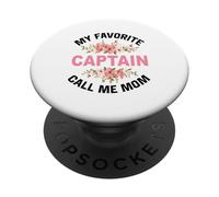 Mon Capitaine préféré Appelle-Moi Maman Captain Sailing Boat Sailor PopSockets PopGrip Adhésif
