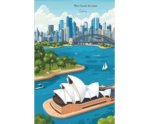 Mon carnet de notes Sydney: 100 pages lignées A5 - Illustration Opéra de Sydney - inspiration océanique - pour notes personnelles