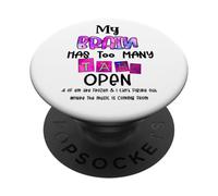 Mon Cerveau a trop d'onglets Ouverts, drôle et Sarcastique PopSockets PopGrip Adhésif
