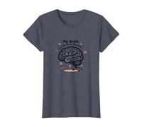 Mon Cerveau a trop d'onglets Ouverts T-Shirt, Femme, Bleu Chiné, S