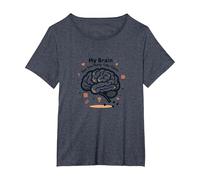 Mon Cerveau a trop d'onglets Ouverts T-Shirt, Femme Grandes Tailles, Bleu Chiné, 5X