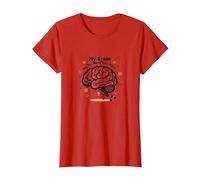 Mon Cerveau a trop d'onglets Ouverts T-Shirt, Femme, Rouge, XS