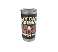 Mon chat boit du vin avec moi Gobelet isotherme en acier inoxydable double paroi