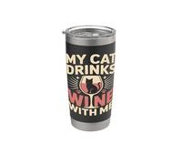 Mon chat boit du vin avec moi Gobelet isotherme en acier inoxydable double paroi