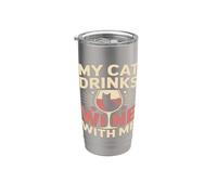 Mon chat boit du vin avec moi Gobelet isotherme en acier inoxydable double paroi