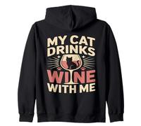 Mon Chat boit du vin avec Moi Sweat à Capuche