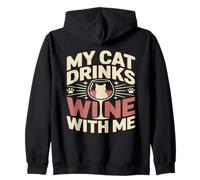 Mon Chat boit du vin avec Moi Sweat à Capuche
