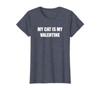 Mon Chat est ma Saint-Valentin T-Shirt, Femme, Bleu Chiné, M