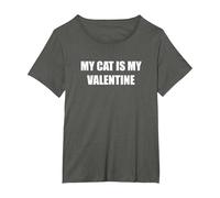 Mon Chat est ma Saint-Valentin T-Shirt, Femme Grandes Tailles, Asphalte, 5X