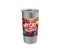 Mon chat est ma Saint-Valentin Tabby Street Graffiti Gobelet isotherme en acier inoxydable double paroi
