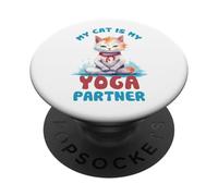 Mon Chat est Mon Partenaire de Yoga drôle PopSockets PopGrip Adhésif