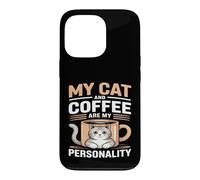 Mon Chat et café sont ma personnalité Humour Coque pour iPhone 13 Pro