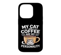 Mon Chat et café sont ma personnalité Humour Coque pour iPhone 14 Pro