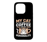 Mon Chat et café sont ma personnalité Humour Coque pour iPhone 15 Pro