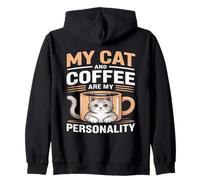 Mon Chat et café sont ma personnalité Humour Sweat à Capuche
