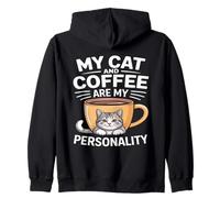 Mon Chat et café sont ma personnalité Humour Sweat à Capuche