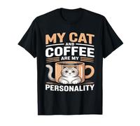 Mon Chat et café sont ma personnalité Humour T-Shirt