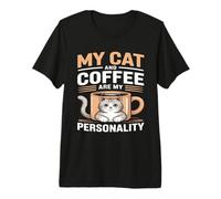 Mon Chat et café sont ma personnalité Humour T-Shirt Haut de Gamme
