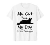 Mon Chat Pense Que Mon Chien est Son employé Funny Cats Dogs T-Shirt